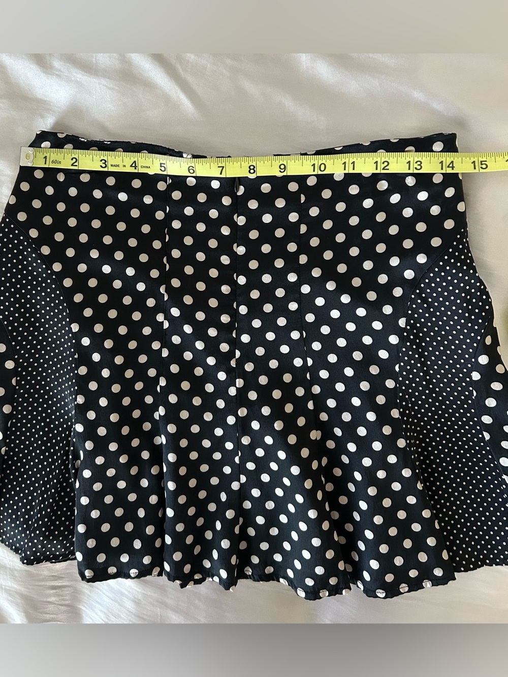 Silk Black and White Polka Dot Flared Skirt - Picture 4 of 9